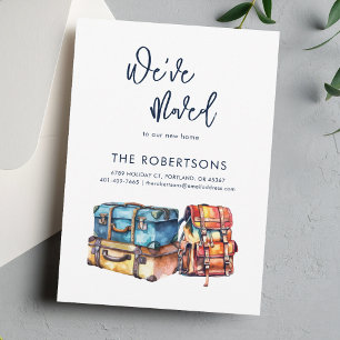 Watercolor Luggages Change of Address Moving Announcement