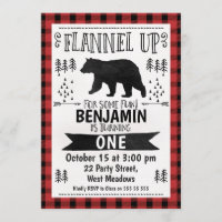 Watercolor Lumberjack 1st Birthday Invitation