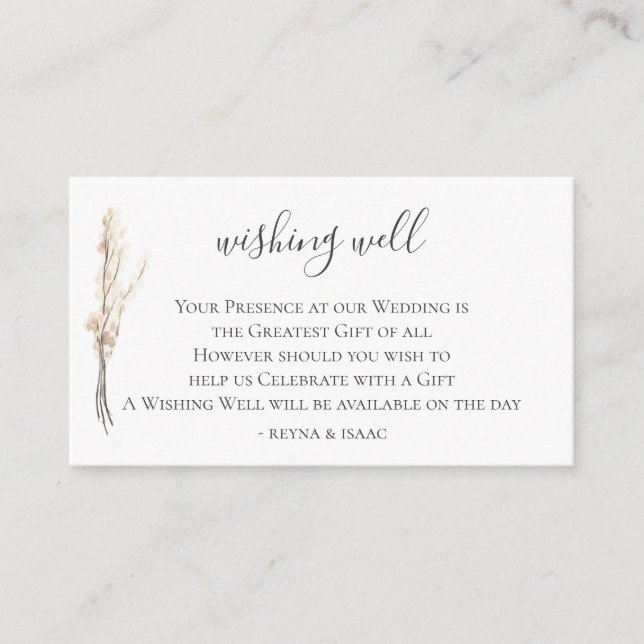 Watercolor Lunaria Wedding Wishing Well Enclosure Card (Front)