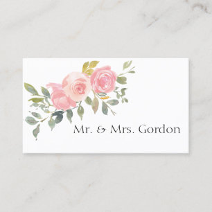 Watercolor Lush Blush Pink Floral Escort Card