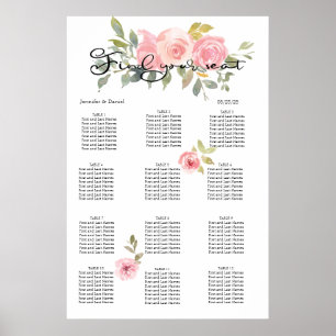 Watercolor Lush Blush Pink Floral Seating Chart