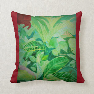 Watercolor Lush Jungle Panama House Throw Pillow