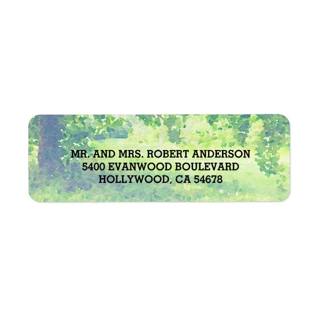 Watercolor Lush Meadow and Tree Address Label (Front)