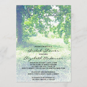 Watercolor Lush Meadow and Tree Bridal Shower Invitation