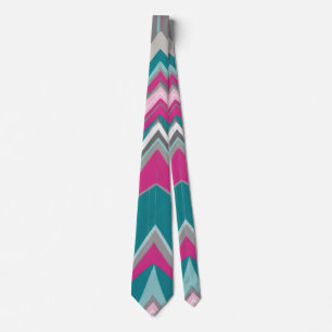 Watercolor Luxury Pink Green Print Neck Tie
