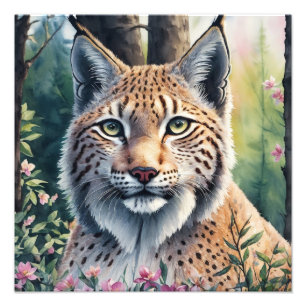 Watercolor Lynx Artwork Photo Print