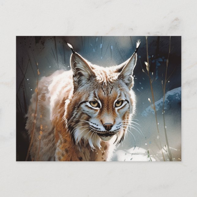 Watercolor Lynx Postcard (Front)