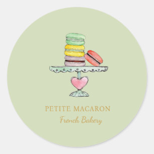 Watercolor Macarons mint green bakery Classic Round Sticker