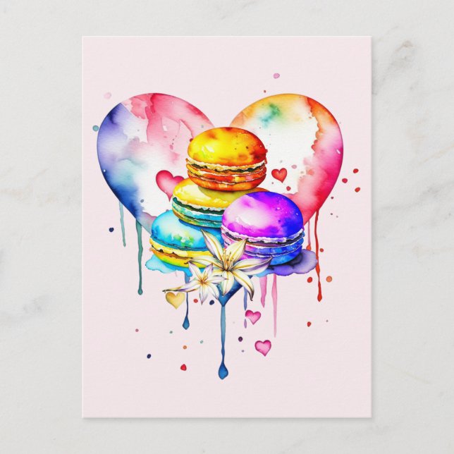 Watercolor Macarons Postcard (Front)
