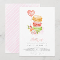 Watercolor Macaroons Birthday Party Invitation