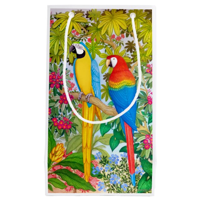 Watercolor Macaw Parrots Gift Bag (Front)