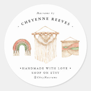 Watercolor Macramé Logo   Business Stickers