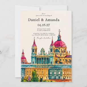 Watercolor Madrid Spain Destination Wedding Invitation