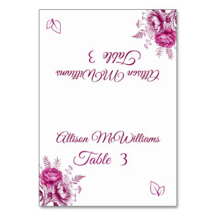 Watercolor Magenta Peony-Vegetarian-Wedding- Table Number