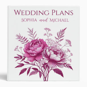 Watercolor Magenta Peony-Wedding Plans- Binder