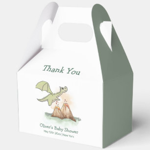 Watercolor Magic Dragon Mountain Boy Baby Shower Favor Box
