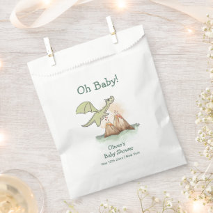 Watercolor Magic Dragon Mountain Boy Baby Shower Favour Bag
