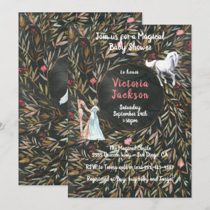 Watercolor Magical Fairytale Unicorn Baby Shower Invitation