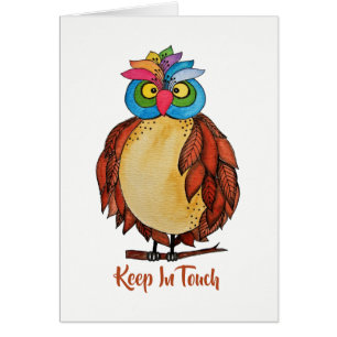 Watercolor Magical Owl With Rainbow Feathers