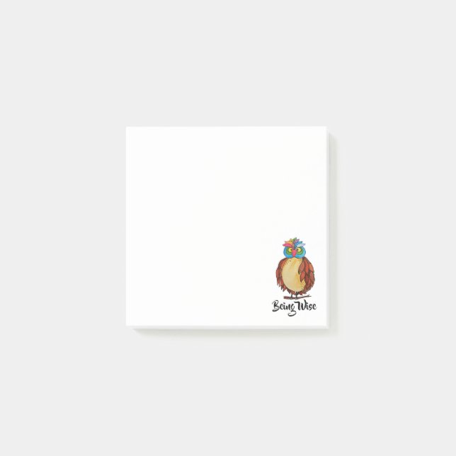 Watercolor Magical Owl With Rainbow Feathers Post-it Notes (Front)