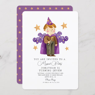 Watercolor Magician Wizard Boy Birthday Invitation