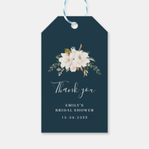 watercolor magnolia blue floral bridal shower gift tags
