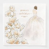 Watercolor Magnolia Bride Bridal Shower Paper Dinn