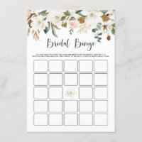 Watercolor Magnolia Cotton Bridal Shower Bingo