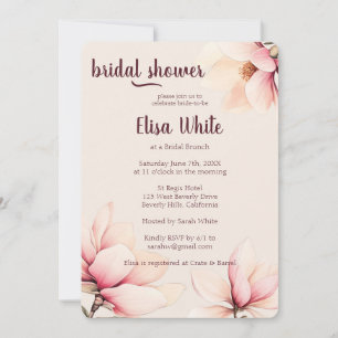 Watercolor Magnolia Floral Bridal Shower CUSTOM Invitation