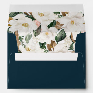 Watercolor magnolia floral envelope