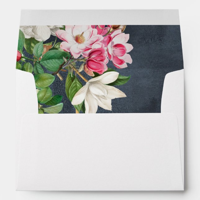 Watercolor Magnolia Flowers Wedding 5x7 Envelope (Back (Bottom))