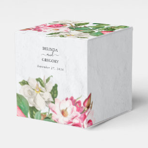 Watercolor Magnolia Flowers Wedding Favor Box