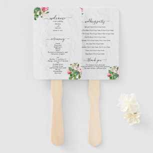 Watercolor Magnolia Flowers Wedding Program Hand Fan