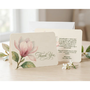 Watercolor Magnolia Funeral Thank You Card