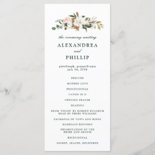 Watercolor Magnolia Wedding Program