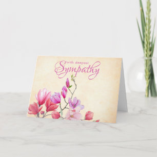 Watercolor Magnolias Condolence Card