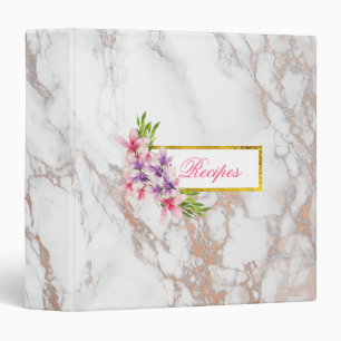 Watercolor Magnolias, Faux Marble Texture Recipe Binder