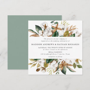 Watercolor Magnolias   Floral Wedding Invitation