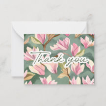 Watercolor Magnolias of Gratitude Thank You Note