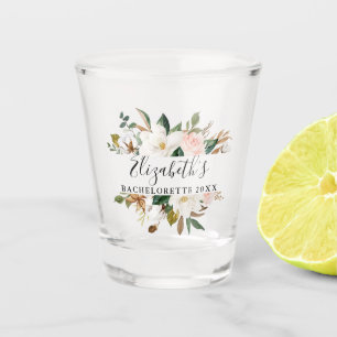Watercolor Magnolias Roses Bachelorette Party Shot Glass
