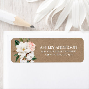 Watercolor Magnolias Roses Return Adresse Kraft