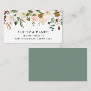 Watercolor Magnolias Roses Sage Green Registry Enclosure Card