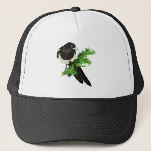 Watercolor Magpie Bird Wildlife Nature Art Trucker Hat