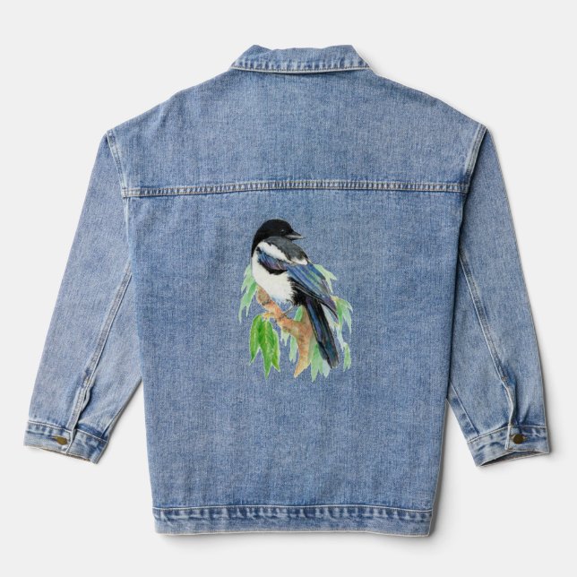 Watercolor Magpie Faune Nature Oiseau Art (Verso)