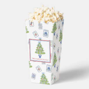 Watercolor Mahjong Christmas Tree Party Favor Box