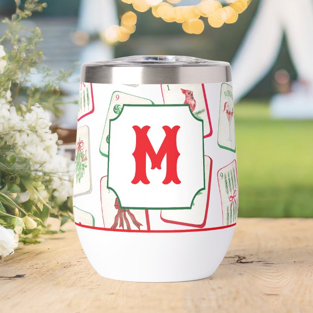 Watercolor Mahjong Red & Green Christmas  Monogram (Creator Uploaded)