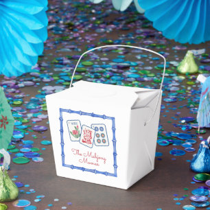 Watercolor Mahjong Tiles & Bows Enclosure Favor Box