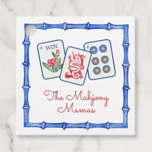Watercolor Mahjong Tiles & Bows Enclosure Favour Tags