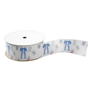 Watercolor Mahjong Tiles & Bows Grosgrain Ribbon