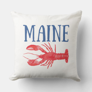 Watercolor Maine Lobster Throw Pillow